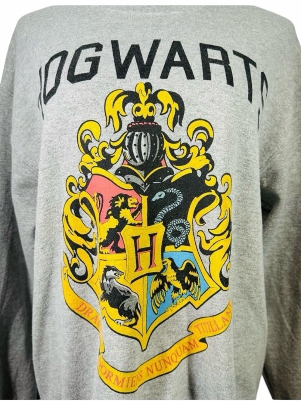 Harry Potter Heather Gray Hogwarts Crest Sweatshirt - Size Medium - Picture 4 of 10